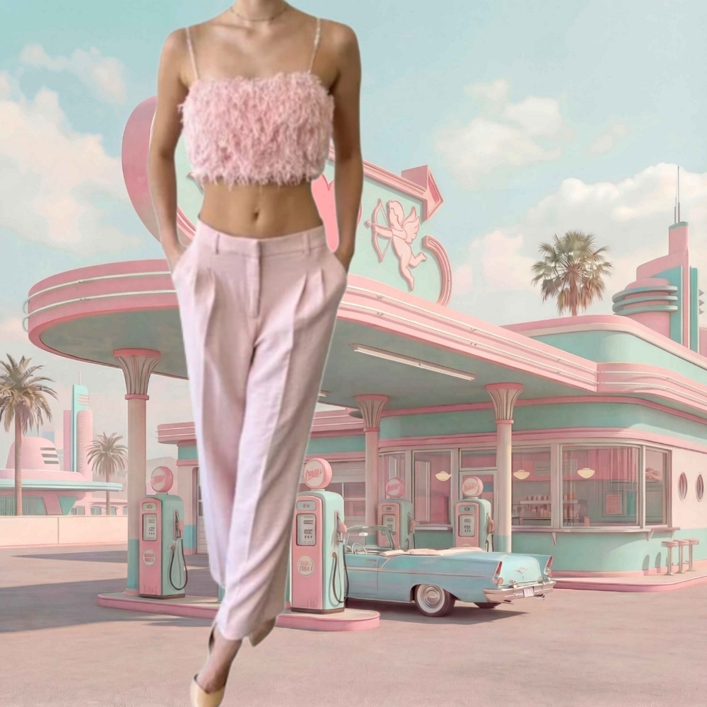 HOUSE OF HARLOW 1960 Faux Feather Crop Top BNWT